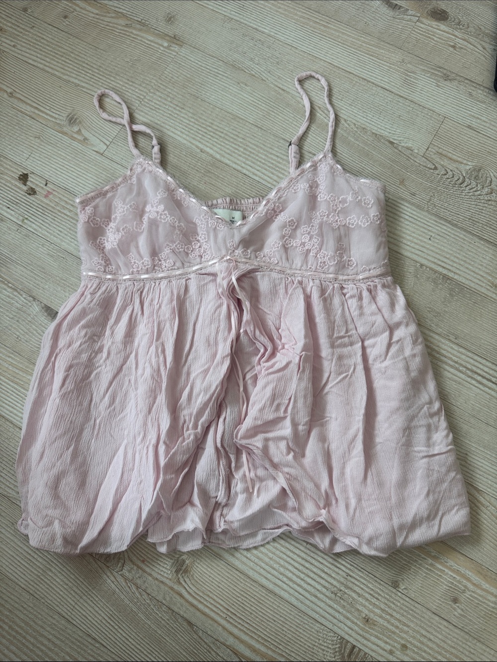 Hollister Light Pink Lace-Trim Spaghetti Strap Tank